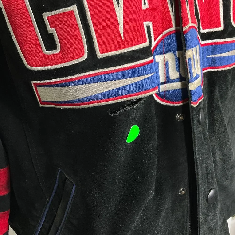 GIII NFL Jacket Men‎ M NEW YORK GIANTS Stitched Logo Varsity Bomber Outerwear